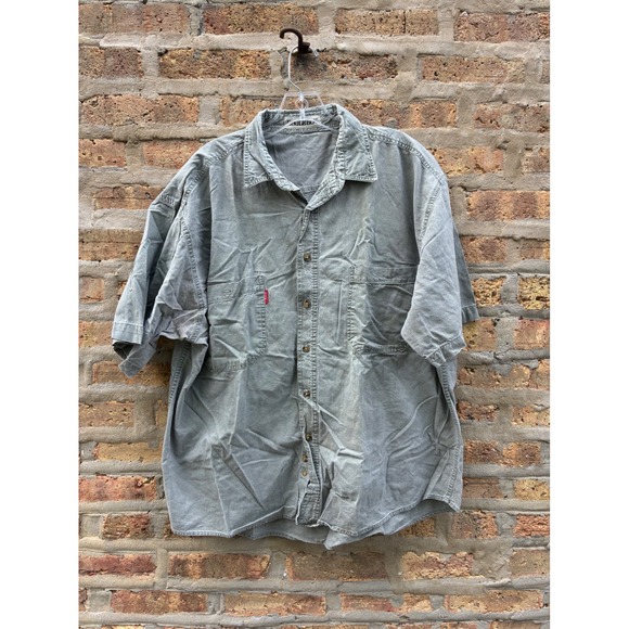 Bugle Boy Other - Vintage Bugle Boy Mens XL Fits Large Green Short Sleeve Button Down Work Shirt
